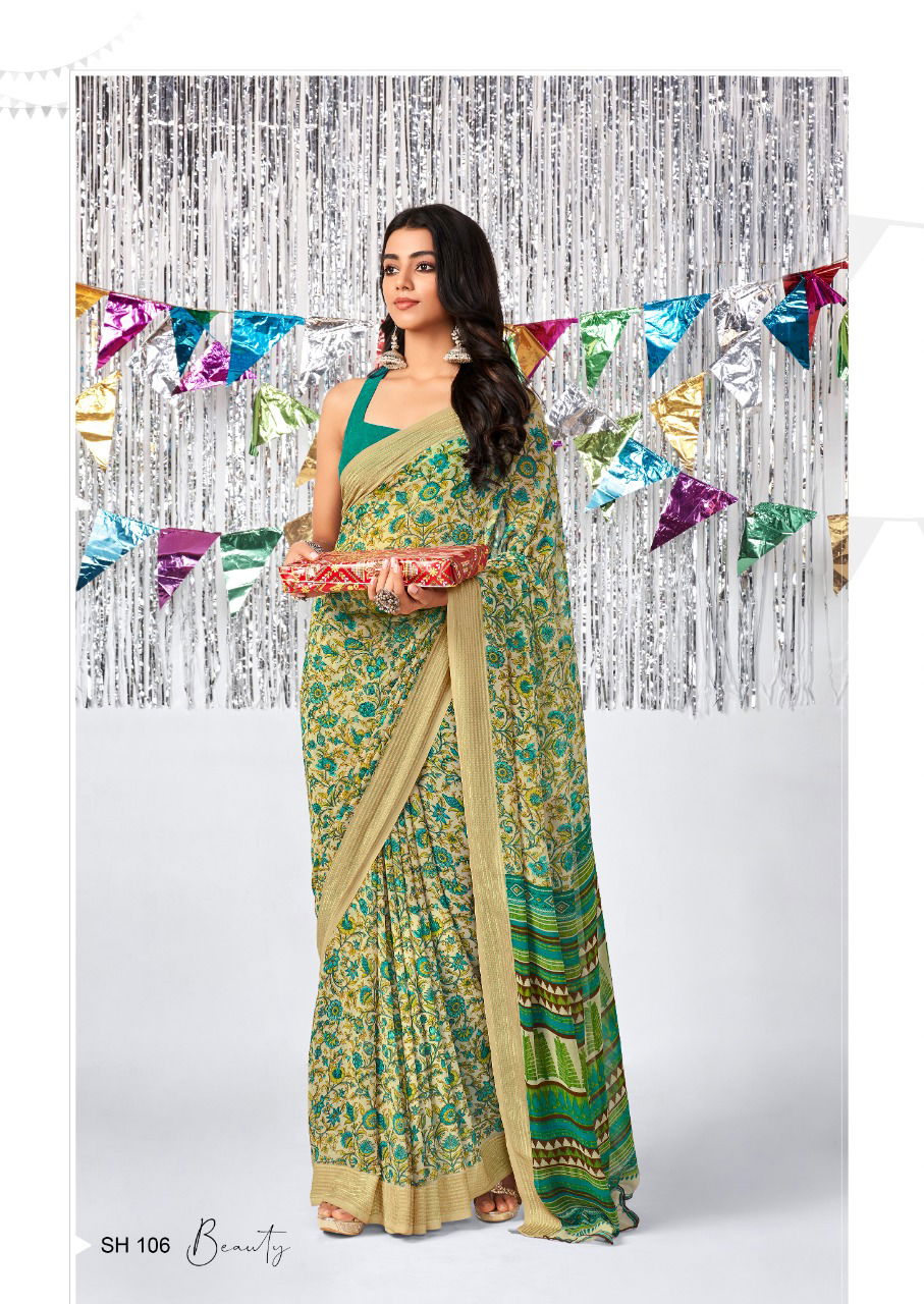 Stavan Shara New Printed Designer Fancy Wear Georgette Saree Collection